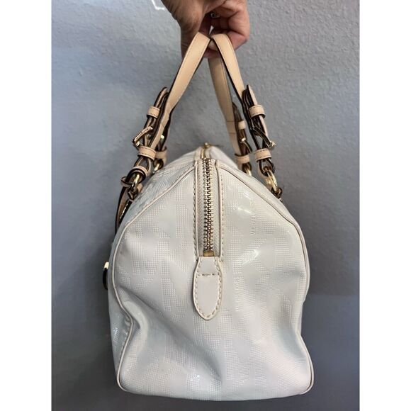 MICHAEL KORS Jet Set White Signature Boston Bag Authenticated Rare Patent Design - Picture 4 of 16